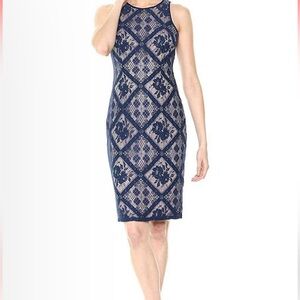 Elegant Blue Lace Dress Sz2 Adrianna Papell NWT